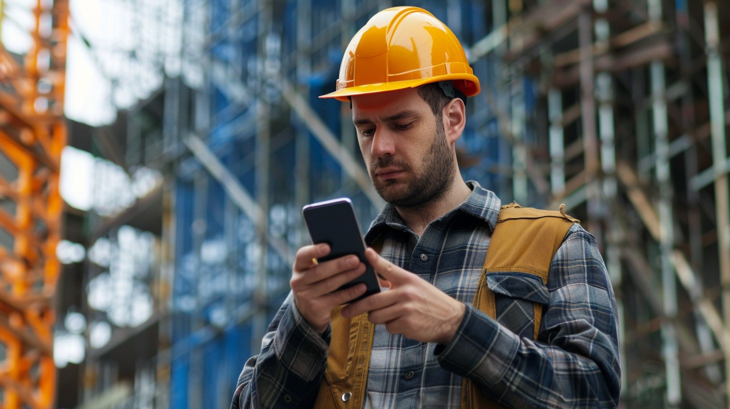 Worker using phone